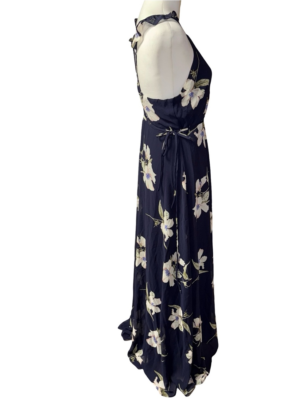 Lulus All Mine Navy Blue Floral Print High-Low Wrap Dress women’s XL - Picture 8 of 14